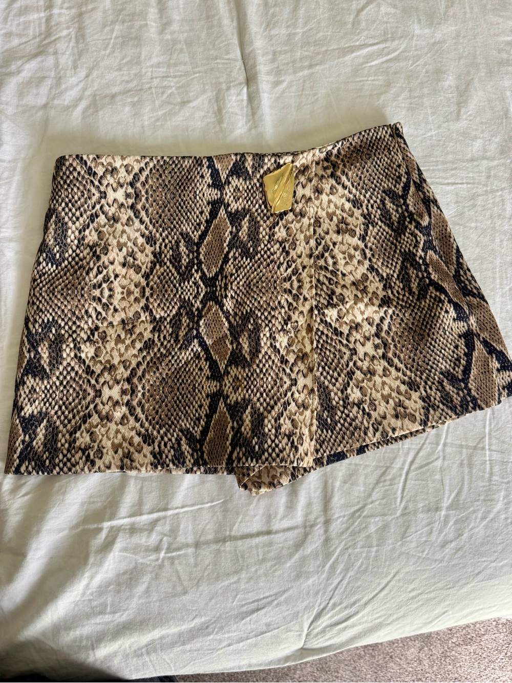 Zara Snake-Print Skort in Brown and Black